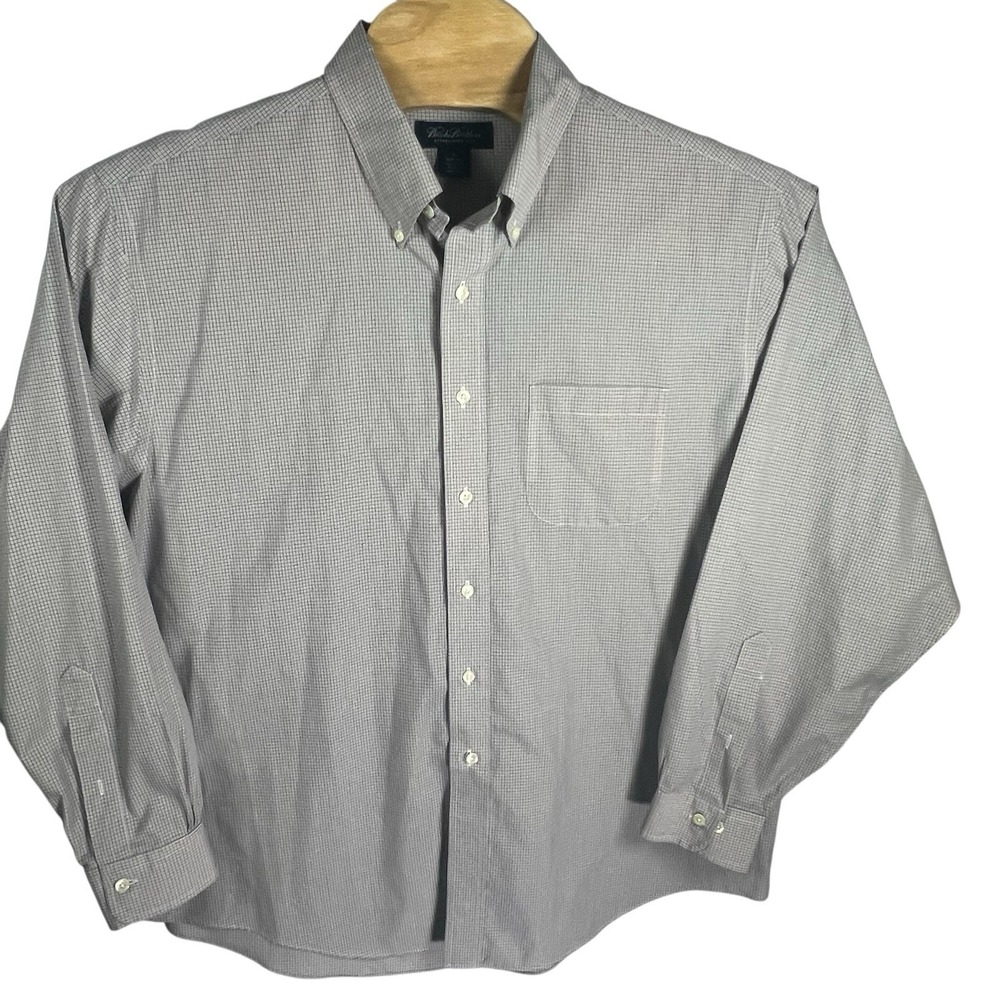 Brooks Brothers Men XL Cotton Non-Iron Check Button Down Long Sleeve Shirt - Picture 2 of 4